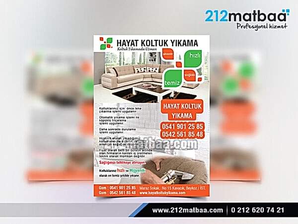 Halı Koltuk Yıkama Temizlik Broşür – Kartvizit- Yapışkanlı Sticker Örnekleri